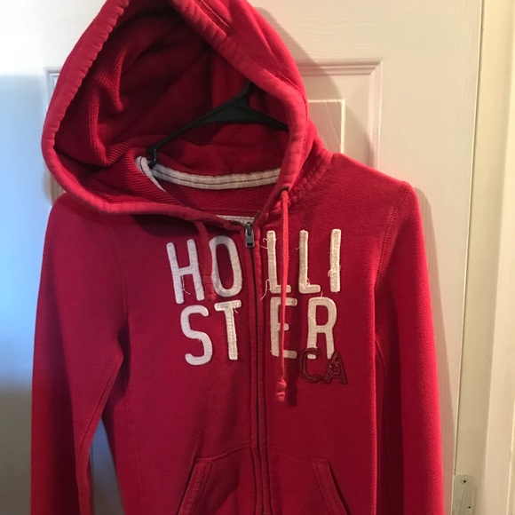 red hollister zip up